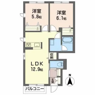 メゾンマスト谷川瀬【1階】の間取り
