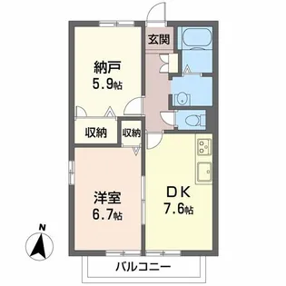 パークハイツ大東【1階】の間取り