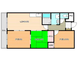 大阪府柏原市国分市場2【マンション】の間取り