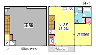 ガレージハウスLB【1階】の間取り