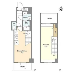 ミレドゥーエ神楽坂【6階】の間取り