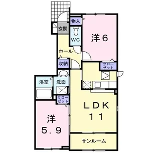 フォンテーヌ・ポルトIV【1階】の間取り