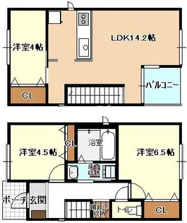 愛知県稲沢市六角堂東町3【一戸建】の間取り