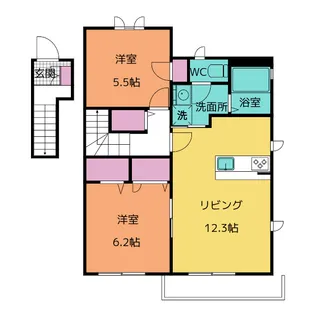 雪月花 A棟【2階】の間取り