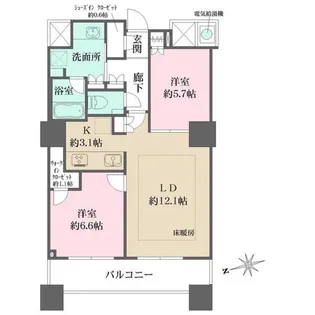 ザ・パークハウス西新宿タワー60【14階】の間取り