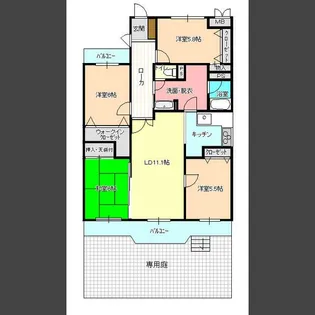 ライオンズマンション諏訪野【1階】の間取り