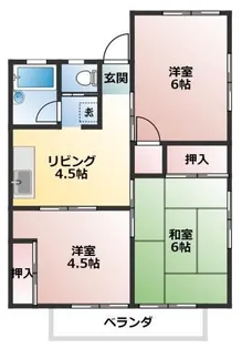 秋山ハイツ3号棟【1階】の間取り