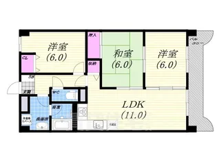 カウリー芦屋【3階】の間取り