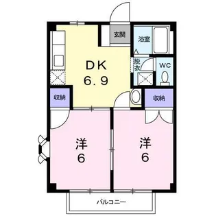 ハイツ南出2【1階】の間取り