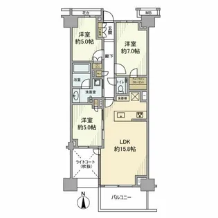 プラウド弦巻【7階】の間取り