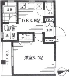 ビーゼロワン東尾久【2階】の間取り