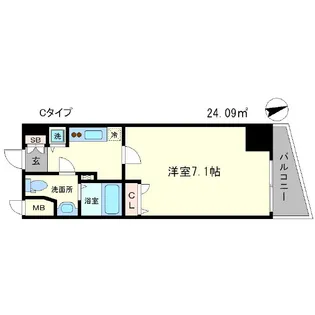 エスリード大阪城公園【9階】の間取り
