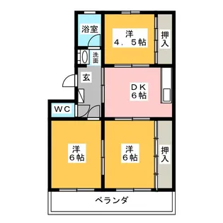 女夫越コーポ【3階】の間取り