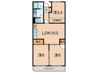コンフォール新城【1階】の間取り