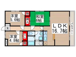 ドゥウエルあじさいII【2階】の間取り