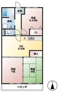 アンシュレール大井【3階】の間取り