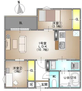 仮称)REGALEST 浜【3階】の間取り