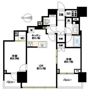 ブリリアタワー代々木公園クラッシィ【6階】の間取り