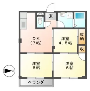サンクレール・ヒラタA・B【1階】の間取り