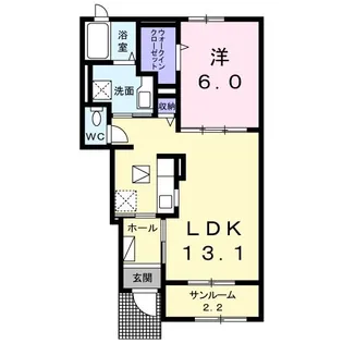 フロン・ド・ラ・メル【1階】の間取り