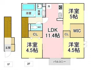 ヴィルヌーブ相坂A棟【2階】の間取り