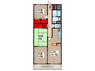 コルテ-ジュ【4階】の間取り