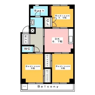 みたかハイツ【4階】の間取り