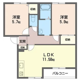 タウンヒル松葉A【1階】の間取り