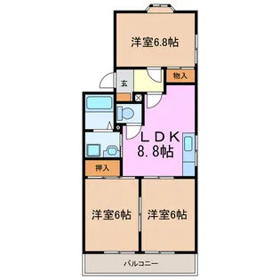 ハイツ株山【1階】の間取り