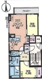 白金K-FLATII【2階】の間取り