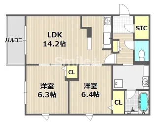Shallow Garden A棟【3階】の間取り