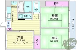 大手町YKハイツB棟【3階】の間取り