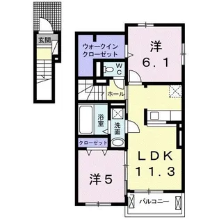 サンライズ雄町B【2階】の間取り
