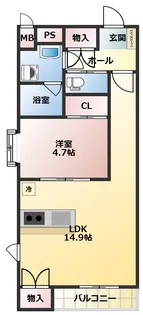 エソール陽東【1階】の間取り