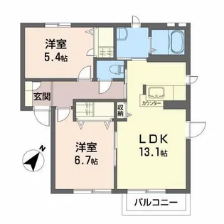 メゾンアズマB【1階】の間取り