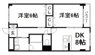 コーポラス伏見【1階】の間取り