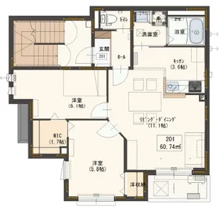 casa felie(カーザ・フェリーチェ)【2階】の間取り