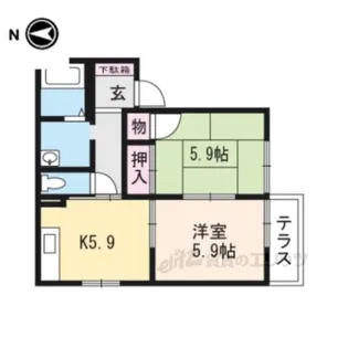 ポワッソン・ルージュ【1階】の間取り