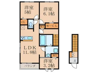 ギャラン大野井 B【2階】の間取り