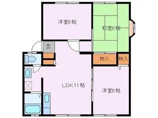 サンビレッジ松島IIIB棟【1階】の間取り