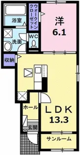 ラ・ルミエールB【1階】の間取り