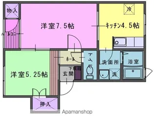 ミルリジェールC【1階】の間取り
