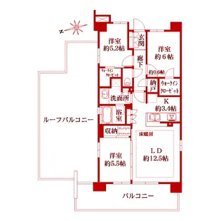 ザ・パークハウスオイコス鎌倉大船【7階】の間取り