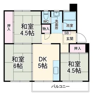 丸子南団地1号棟【4階】の間取り