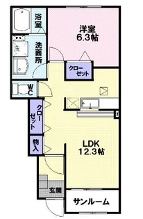 カルム・メゾンB【1階】の間取り