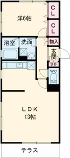 ブルースカイ浜田山【1階】の間取り