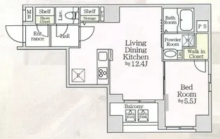 アイルプレミアム月島【5階】の間取り