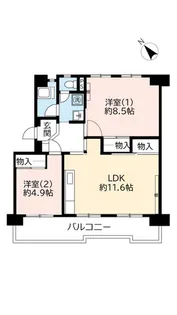 2LDKの間取り画像