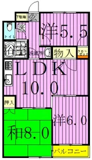 ファインクロス6番館【2階】の間取り