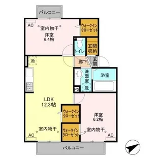 2LDKの間取り画像